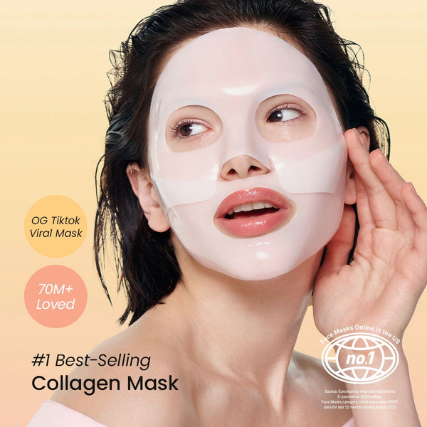 Bio Collagen Deep Hydration Hydrogel Face Mask with Hyaluronic Acid for Firm, Smooth & Radiant Looking Skin – Overnight Moisturizing Treatment (8 Masks EA)